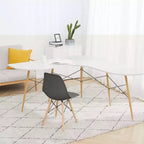 Set of 2 Allan Plastic Dining Chairs with Wooden Legs Black - Teamson Home: Modern Style, 330 lbs Capacity