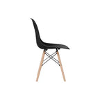 2 Plastic Dining Chairs with Wooden Legs Black -: Modern Style, 330 lbs Capacity