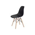 2 Plastic Dining Chairs with Wooden Legs Black -: Modern Style, 330 lbs Capacity