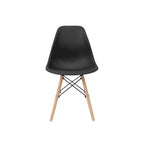 2 Plastic Dining Chairs with Wooden Legs Black -: Modern Style, 330 lbs Capacity