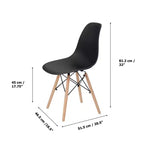 2 Plastic Dining Chairs with Wooden Legs Black -: Modern Style, 330 lbs Capacity