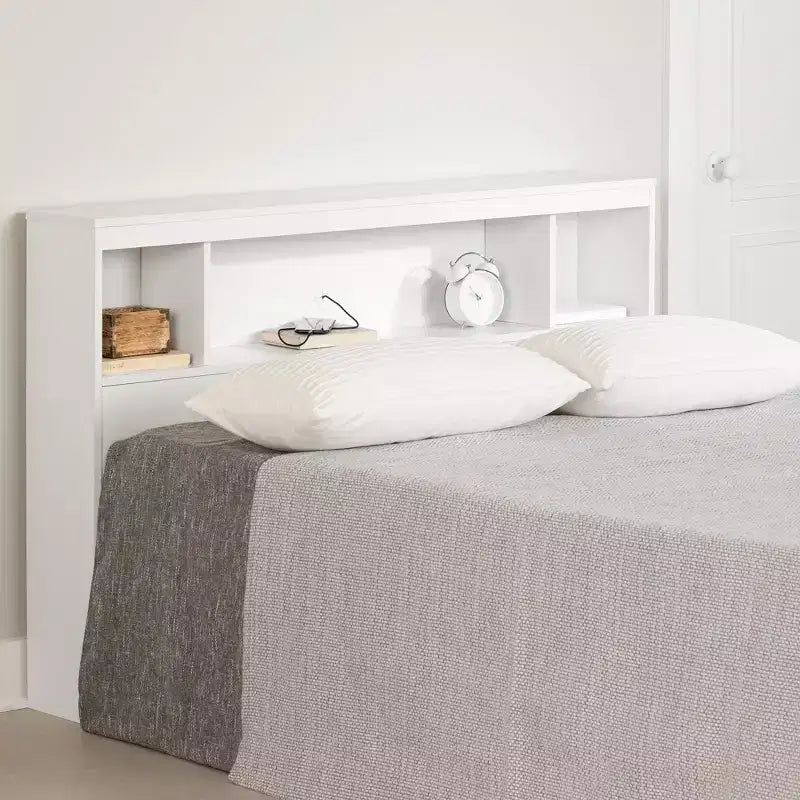 Bookcase Headboard Pure White - Laminated Particle Board, 5 Year Warranty