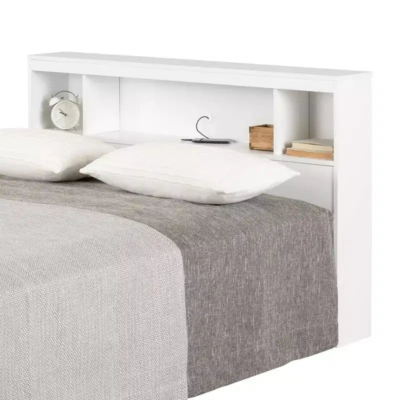 Bookcase Headboard Pure White - Laminated Particle Board, 5 Year Warranty