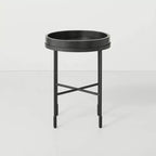 Wood & Metal Accent Side Table - Black