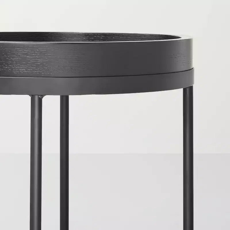 Wood & Metal Accent Side Table - Black