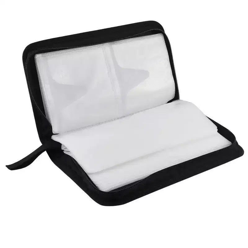 Zipper Closure Portable Disc CD DVD Storage Organizer Nylon Media Storage Racks 11.2x6x2 Black Green 1 Pc