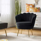 Living Room Accent Chair Comfy Barrel Chair with Golden Metal Legs