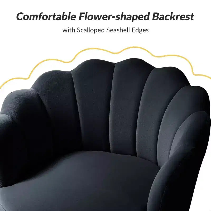 Living Room Accent Chair Comfy Barrel Chair with Golden Metal Legs