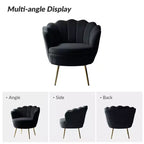 Living Room Accent Chair Comfy Barrel Chair with Golden Metal Legs