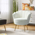 Living Room Accent Chair Comfy Barrel Chair with Golden Metal Legs
