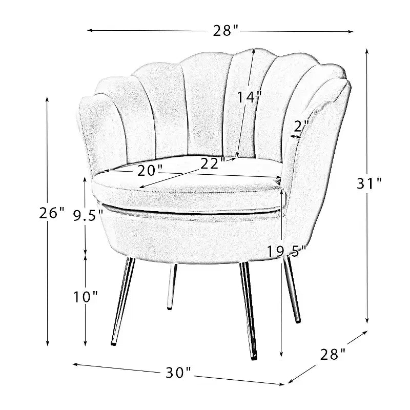 Living Room Accent Chair Comfy Barrel Chair with Golden Metal Legs