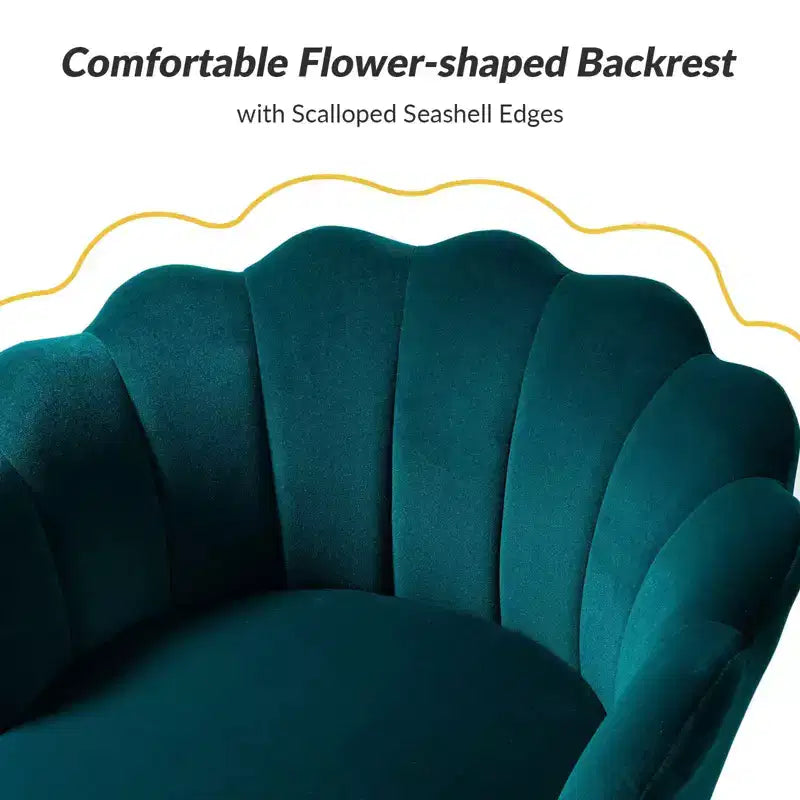 Living Room Accent Chair Comfy Barrel Chair with Golden Metal Legs