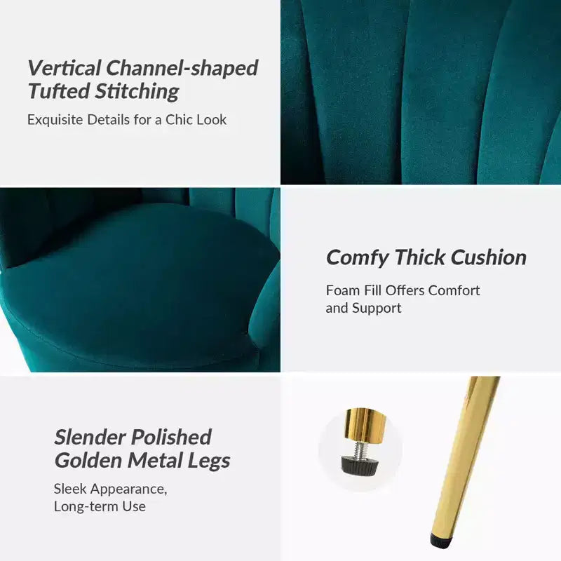 Living Room Accent Chair Comfy Barrel Chair with Golden Metal Legs