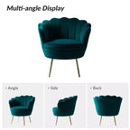 Living Room Accent Chair Comfy Barrel Chair with Golden Metal Legs