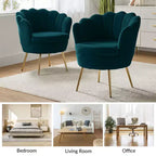 Living Room Accent Chair Comfy Barrel Chair with Golden Metal Legs