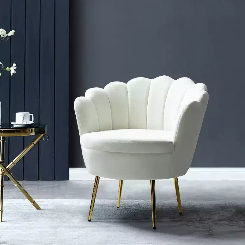 Living Room Accent Chair Comfy Barrel Chair with Golden Metal Legs