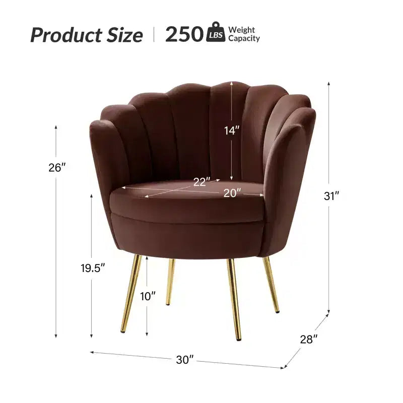 Living Room Accent Chair Comfy Barrel Chair with Golden Metal Legs