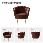 Living Room Accent Chair Comfy Barrel Chair with Golden Metal Legs