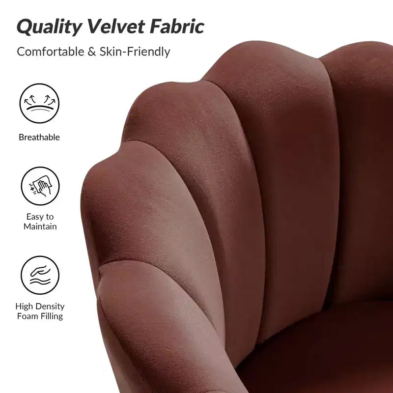 Living Room Accent Chair Comfy Barrel Chair with Golden Metal Legs