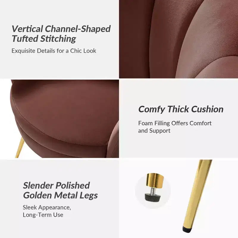 Living Room Accent Chair Comfy Barrel Chair with Golden Metal Legs