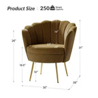 Living Room Accent Chair Comfy Barrel Chair with Golden Metal Legs