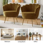 Living Room Accent Chair Comfy Barrel Chair with Golden Metal Legs