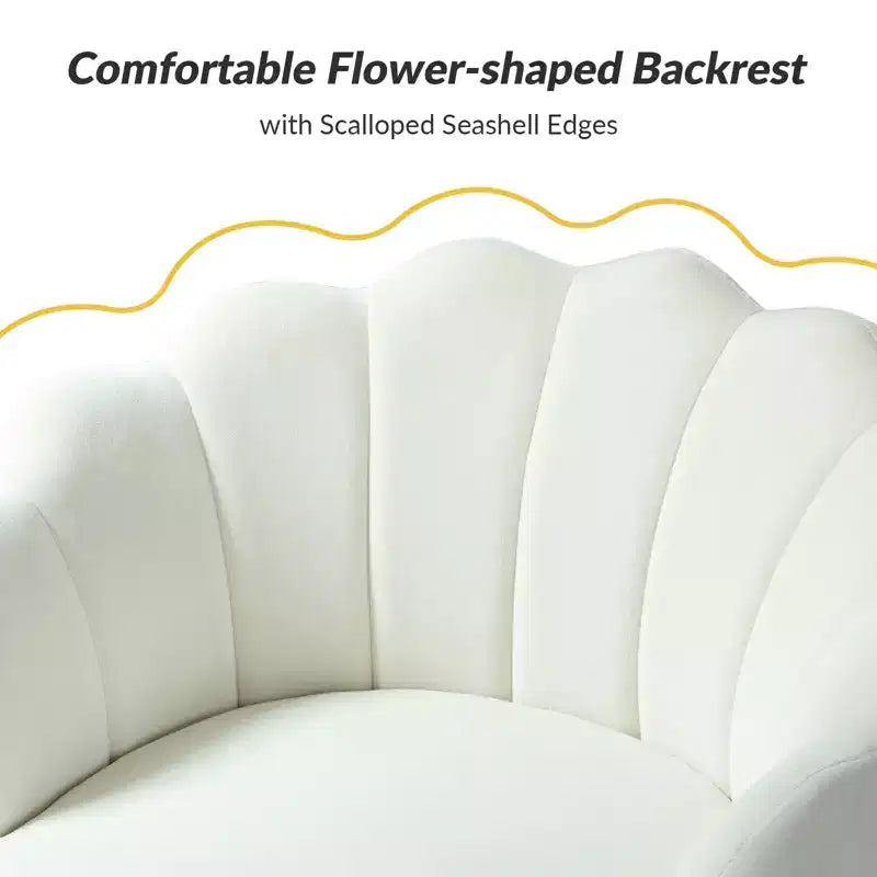 Living Room Accent Chair Comfy Barrel Chair with Golden Metal Legs