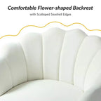 Living Room Accent Chair Comfy Barrel Chair with Golden Metal Legs