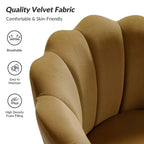 Living Room Accent Chair Comfy Barrel Chair with Golden Metal Legs