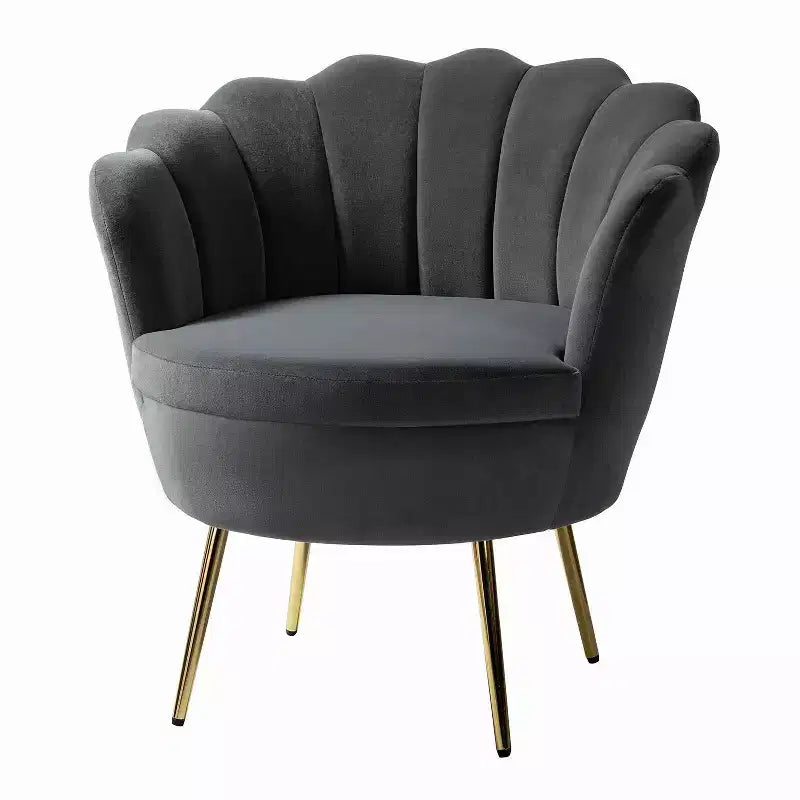 Living Room Accent Chair Comfy Barrel Chair with Golden Metal Legs