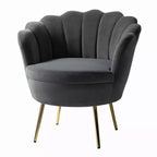 Living Room Accent Chair Comfy Barrel Chair with Golden Metal Legs