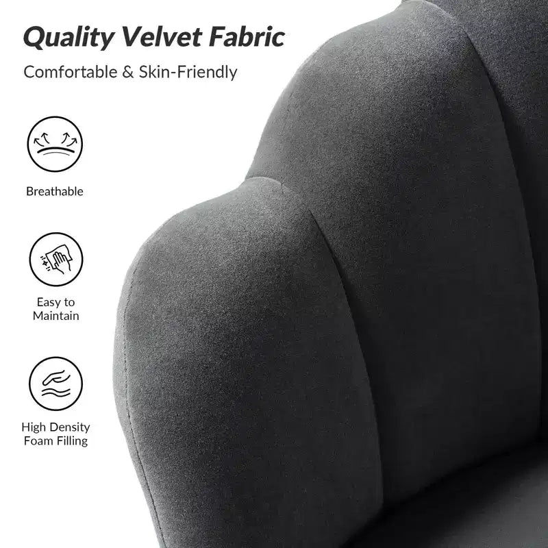 Living Room Accent Chair Comfy Barrel Chair with Golden Metal Legs