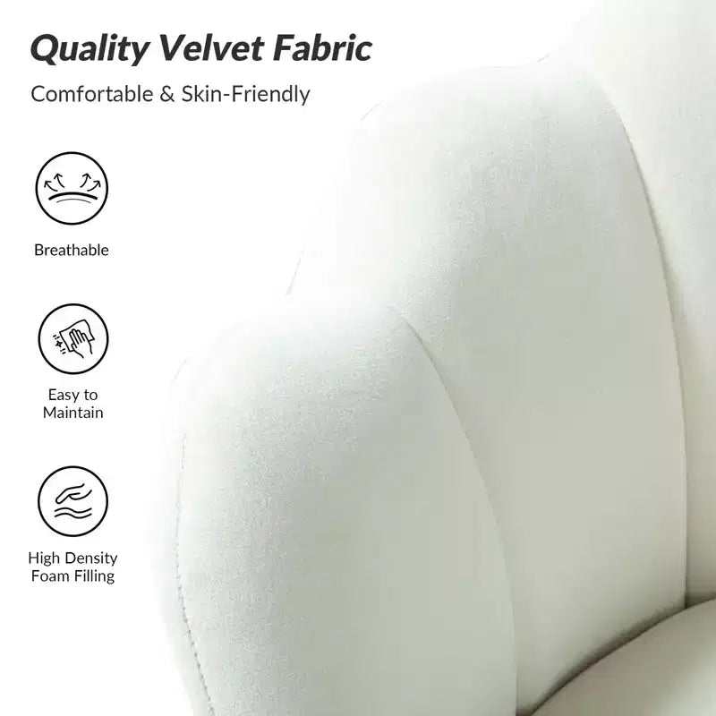 Living Room Accent Chair Comfy Barrel Chair with Golden Metal Legs