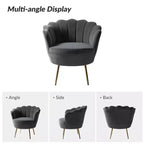 Living Room Accent Chair Comfy Barrel Chair with Golden Metal Legs