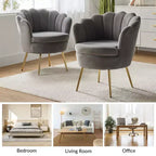 Living Room Accent Chair Comfy Barrel Chair with Golden Metal Legs