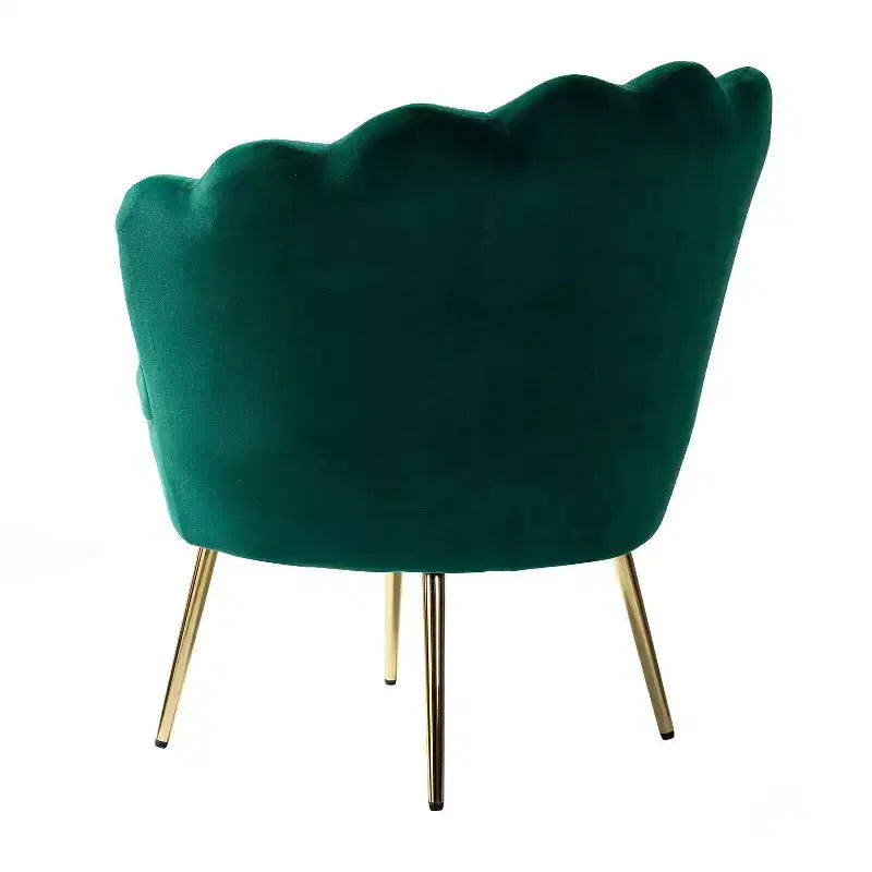 Living Room Accent Chair Comfy Barrel Chair with Golden Metal Legs