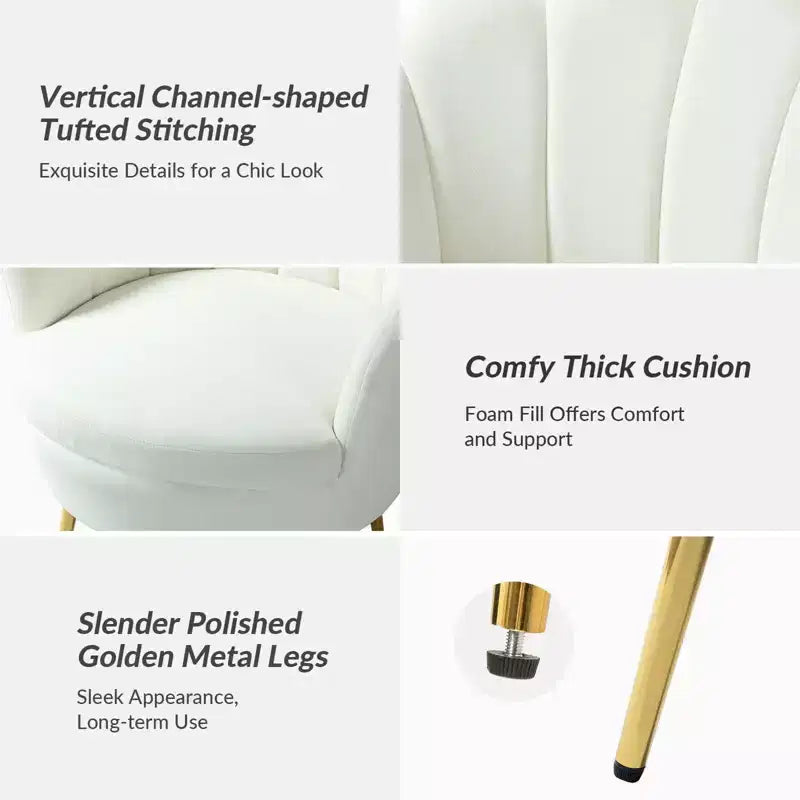 Living Room Accent Chair Comfy Barrel Chair with Golden Metal Legs