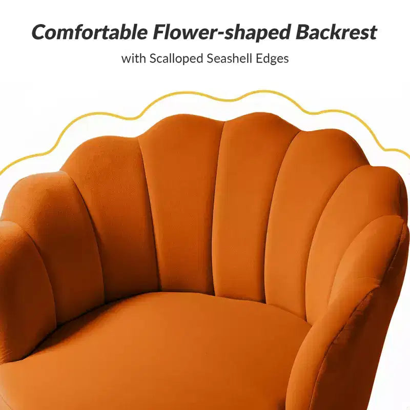 Living Room Accent Chair Comfy Barrel Chair with Golden Metal Legs