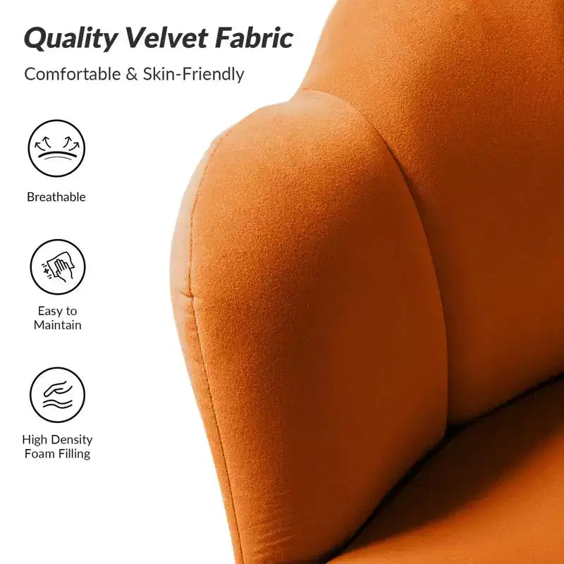 Living Room Accent Chair Comfy Barrel Chair with Golden Metal Legs