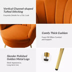 Living Room Accent Chair Comfy Barrel Chair with Golden Metal Legs