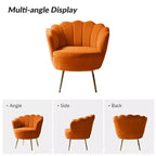 Living Room Accent Chair Comfy Barrel Chair with Golden Metal Legs