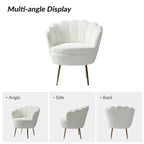 Living Room Accent Chair Comfy Barrel Chair with Golden Metal Legs