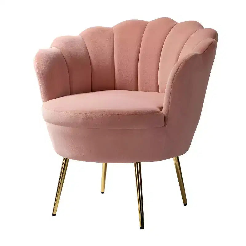 Living Room Accent Chair Comfy Barrel Chair with Golden Metal Legs