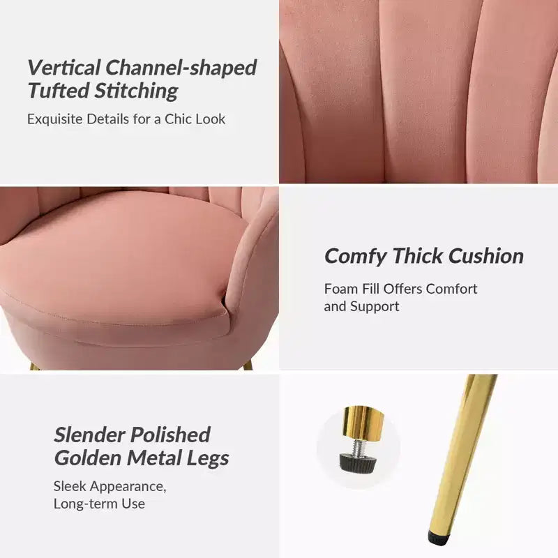 Living Room Accent Chair Comfy Barrel Chair with Golden Metal Legs