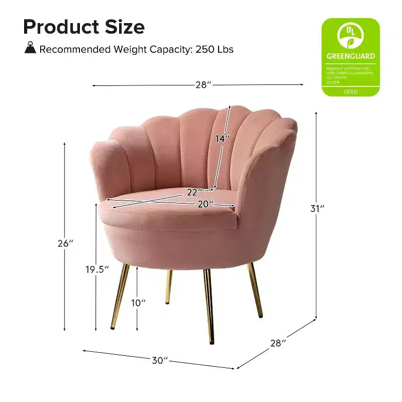 Living Room Accent Chair Comfy Barrel Chair with Golden Metal Legs
