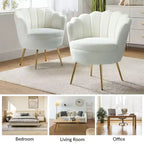 Living Room Accent Chair Comfy Barrel Chair with Golden Metal Legs
