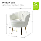 Living Room Accent Chair Comfy Barrel Chair with Golden Metal Legs
