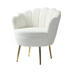 Living Room Accent Chair Comfy Barrel Chair with Golden Metal Legs