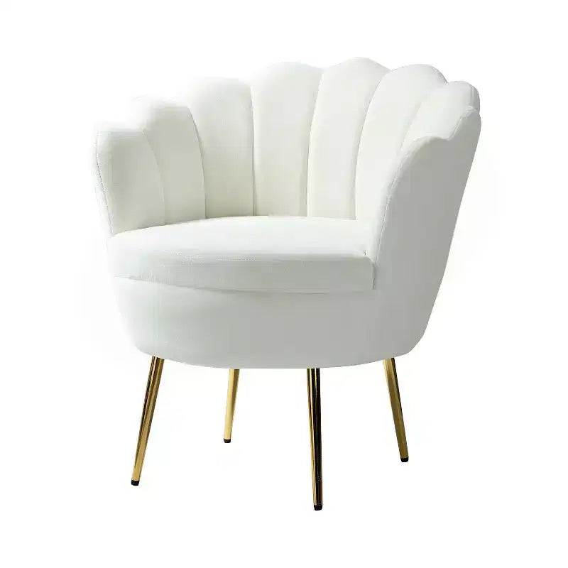 Living Room Accent Chair Comfy Barrel Chair with Golden Metal Legs