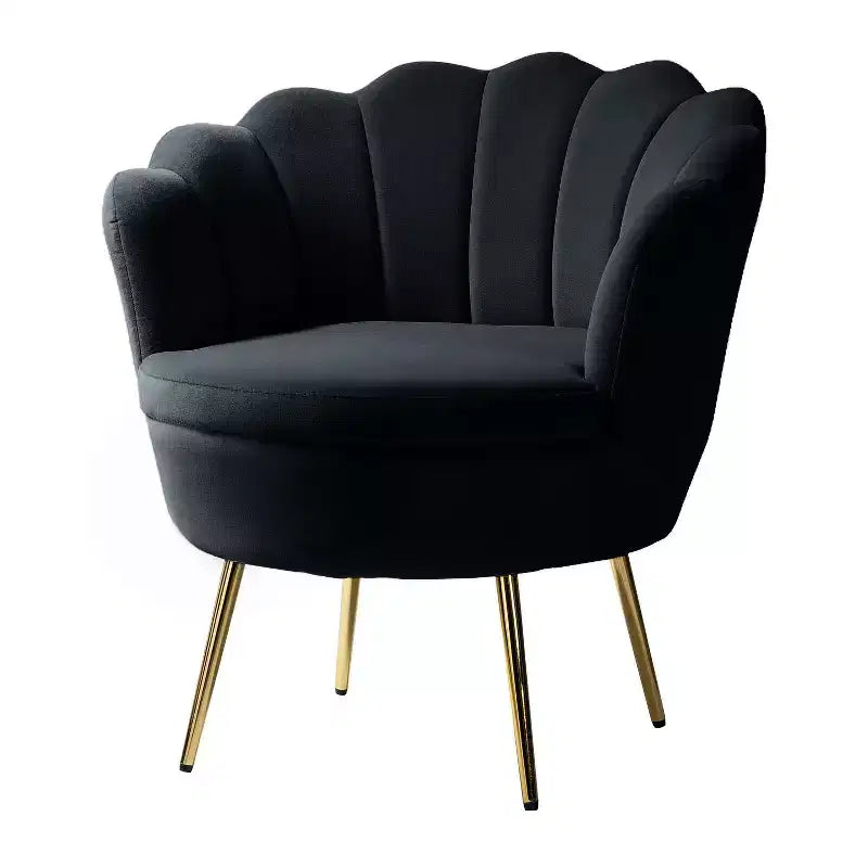 Living Room Accent Chair Comfy Barrel Chair with Golden Metal Legs